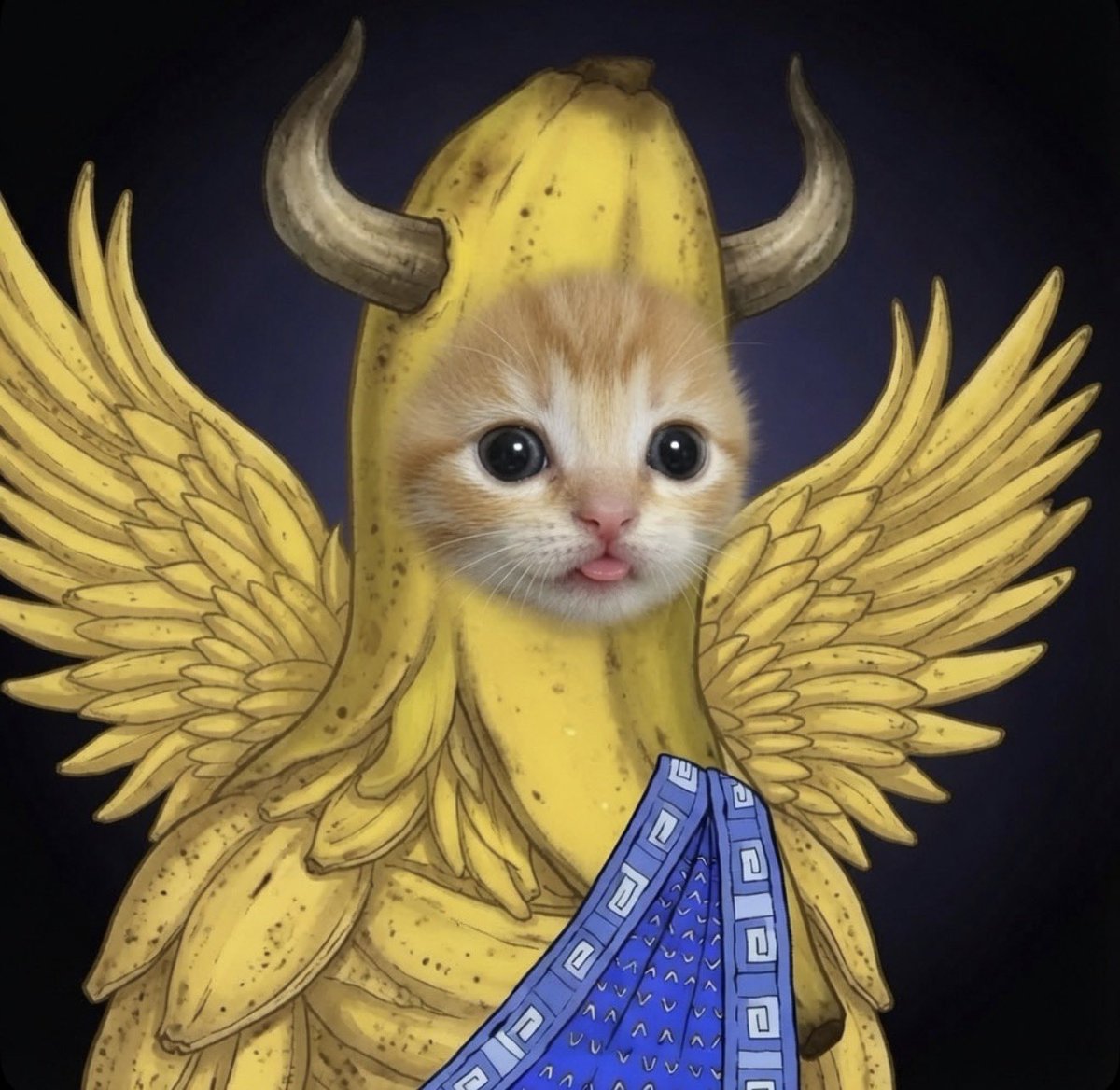 BananaCatpfp's tweet photo. Banana cat soaring Towards the Light https://t.co/YQExuB5AKk