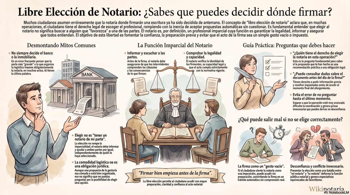 wikinotaria's tweet photo. ¿La notaría ya viene impuesta?

En determinadas operaciones puedes tener derecho a elegir notario o, al menos, a preguntar quién decide la notaría.

Elegir notario no significa tener un notario “de parte”: el notario mantiene siempre su imparcialidad.

#Notaría #Wikinotaría https://t.co/jYkIUcsQFW