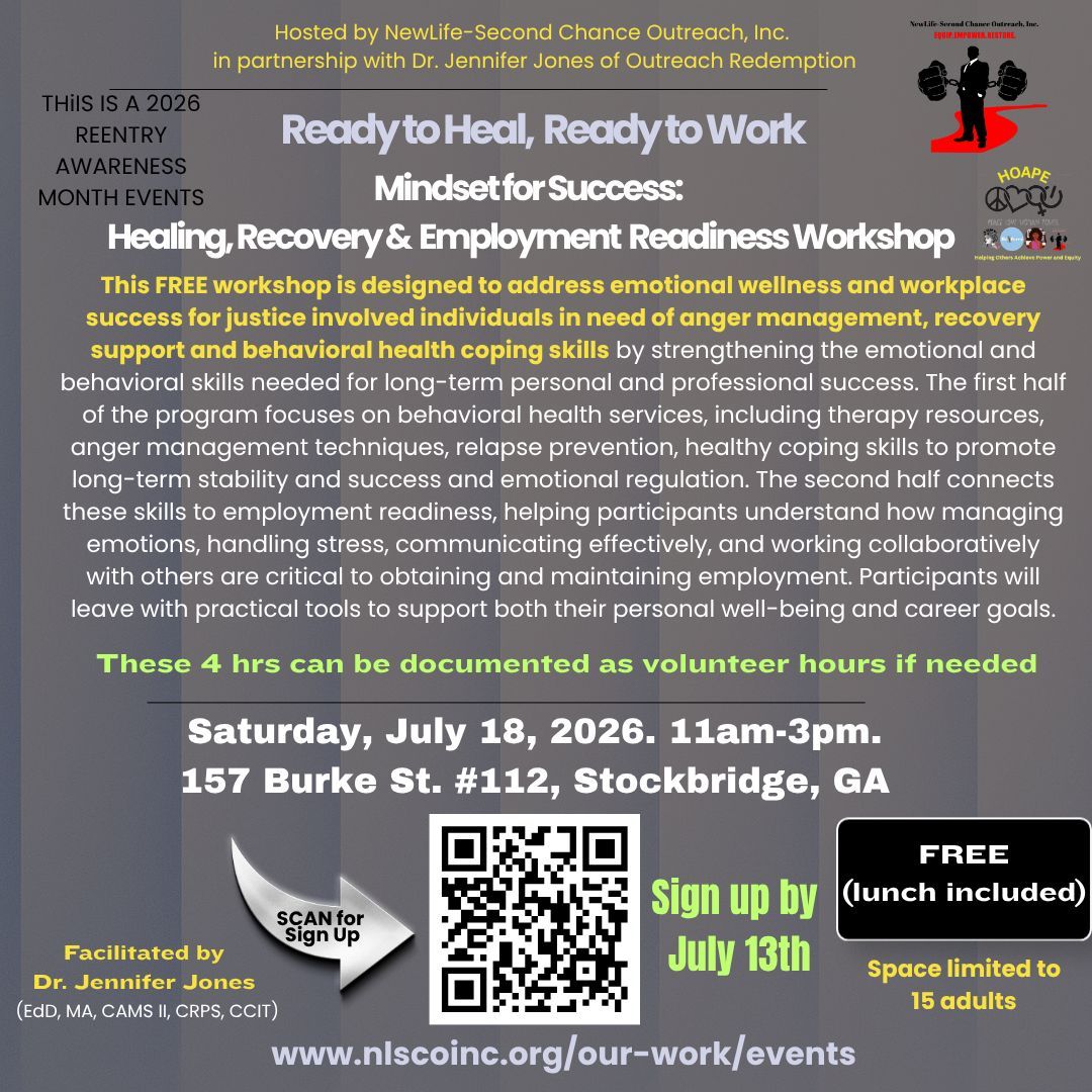 NLSecondChance's tweet photo. Today is the last day to sign up for this Saturday's free workshop &amp; lunch in Stockbridge. Are you in need of anger management, relapse prevention or behavioral support? Are a you a court representative or PO who'd like to refer someone? https://t.co/ko7kOmddZa https://t.co/5cFa7Fp2tH