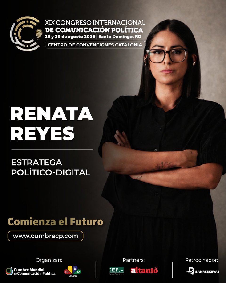 CumbreCP's tweet photo. 📲 La política también se conquista en el mundo digital.

@latalrenata compartirá cómo la comunicación estratégica, la marca política, el contenido y el análisis del ciudadano pueden transformar una campaña electoral.

📍 Santo Domingo 🇩🇴
🗓 19 y 20 de agosto

@grupodierrd https://t.co/gcCxMIg5h4