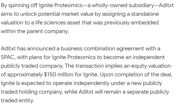 Benjamin_stock0's tweet photo. $ADTX
Aditxt is seeking to unlock asset value by securing a standalone valuation for its proteomics business through the Ignite Proteomics transaction. https://t.co/8FXc50XFzF