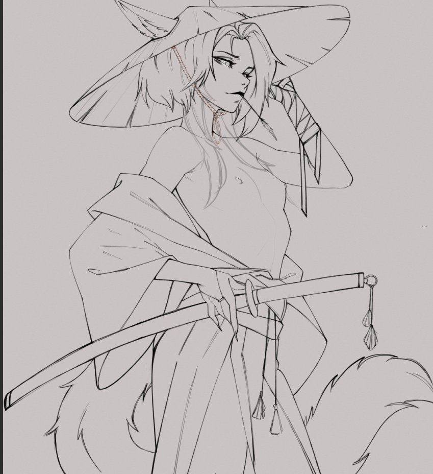 koiaemi's tweet photo. It's just the unfinished work of my samurai cat https://t.co/EP1GQBEmhO