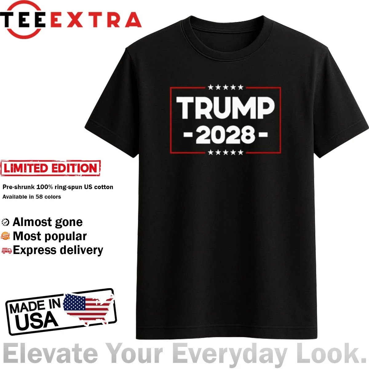 Teeextrashop's tweet photo. Looking ahead to the next race? 🇺🇸 Support the movement with the official Trump 2028 political campaign t-shirt.🛒 Get it here: https://t.co/QXb0GWGFzl #MAGA #PoliticalGear #USA https://t.co/j5YKpnPqgc