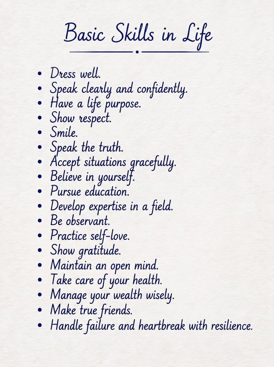 Philosophergril's tweet photo. Basic Skills In Life https://t.co/nBO5u6aISF