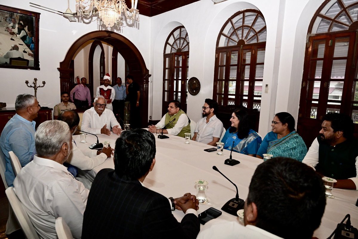 BansuriSwaraj's tweet photo. As part of the Joint Parliamentary Committee’s study tour on #OneNationOneElection, we had the privilege of calling on the Hon’ble Governor of Goa, Shri @Ashok_Gajapathi ji, at Lok Bhavan, Dona Paula.

Our interaction offered valuable insights into this far-reaching electoral reform, which seeks to bring greater stability to governance, reduce the financial and administrative burden of repeated elections, ensure policy continuity and strengthen the spirit of cooperative federalism.

Shri Ashok Gajapathi Raju ji’s vast public experience, gracious warmth and unwavering commitment to good governance made the interaction especially enriching. Goa is indeed fortunate to have the guidance of such a distinguished and accessible Governor.