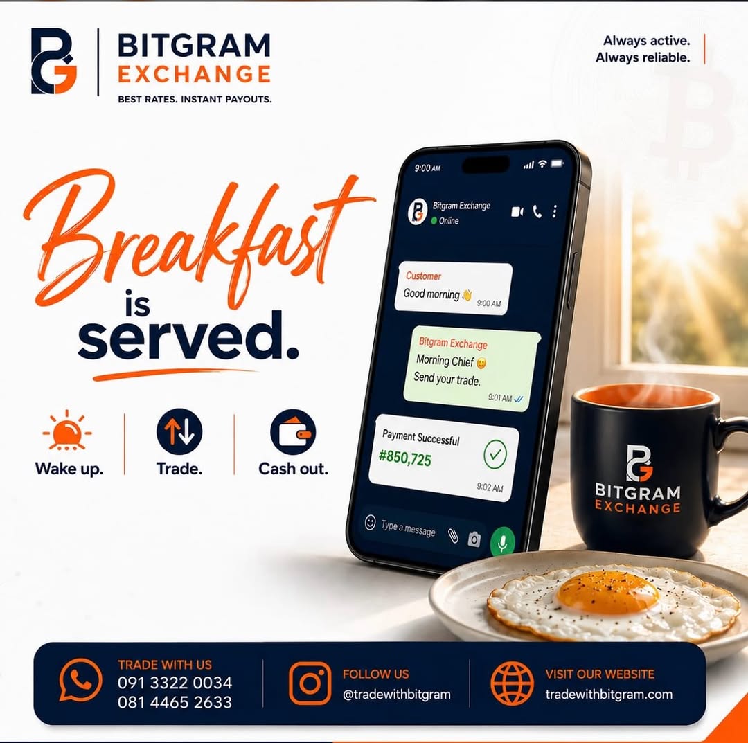bitgram_e's tweet photo. This new week, get the best breakfast ever by trading with us.

Click the link in bio to send us a message.

#TradeWithBitgram #BitgramExchange #newweek https://t.co/SLXbhj8xas