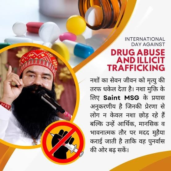 Sandeep40611375's tweet photo. Saint Dr Gurmeet Ram Rahim Singh Ji Insan tells, One must meditate regularly to gradually free oneself from addiction. With consistency,meditation strengthens willpower which helps an individual eradicate addiction from their life #QuitAddiction #QuitSmoking  #SayNoToDrugs https://t.co/52qAoUNER8