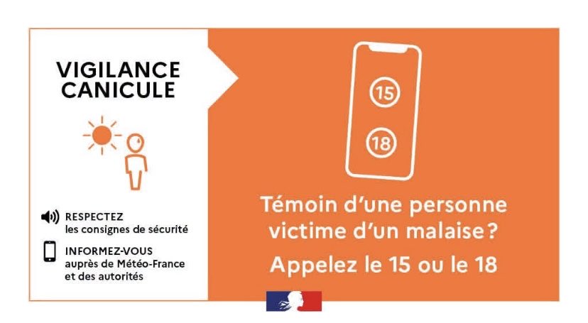 Prefet2B's tweet photo. 🔥 ALERTE VIGILANCE ORANGE CANICULE en Haute-Corse à compter du mardi 14 juillet à midi.  🌡️
Mardi 14 juillet 2026, les températures atteindront généralement 32 à 35 degrés sur une grande partie du département, avec des pointes localement comprises entre 36 et près de 38 degrés. https://t.co/XKdstDYG8T