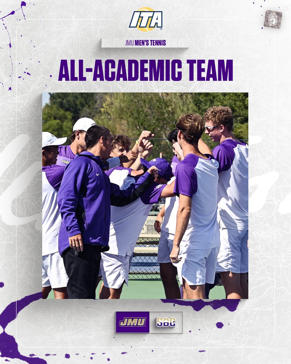 JMUMTennis's tweet photo. JMU took home ITA All-Academic status for the third straight year, and five earned Scholar-Athlete accolades in Zach, Grant, Ryan, Damian and Aurelien.
๐ฐ https://t.co/J6yv0MAGn3
#GoDukes https://t.co/AtoXNnT1mu