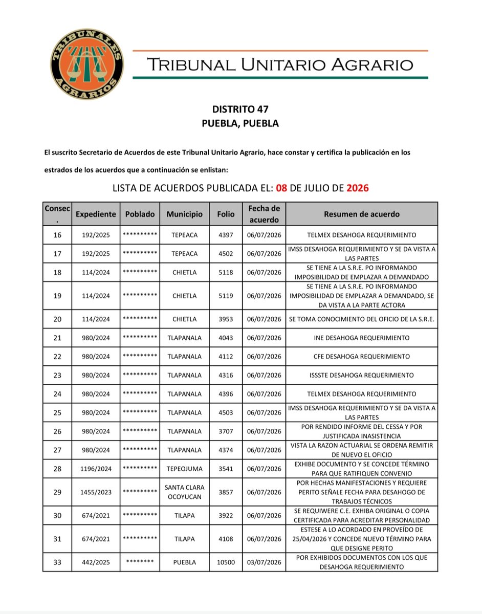 Tribunal47's tweet photo. Se hace la publicacion de la listas de acuerdos de los dia 8,9 y 10 de Julio pendientes de publicar https://t.co/dW27WXhlMG