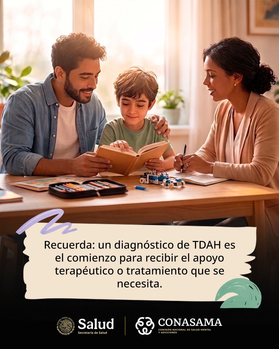 conasamamx's tweet photo. 13 de julio | Día Internacional del Trastorno por Déficit de Atención e Hiperactividad (TDAH)

El miedo o la negación ante un diagnóstico de TDAH es una respuesta natural, pero retrasar la atención especializada frena el acceso a herramientas esenciales para su desarrollo. 🧑⚕️🧠

Como padres o cuidadores, también necesitan herramientas y acompañamiento. 🧵👇

#CONASAMA #SaludMental #TDAH