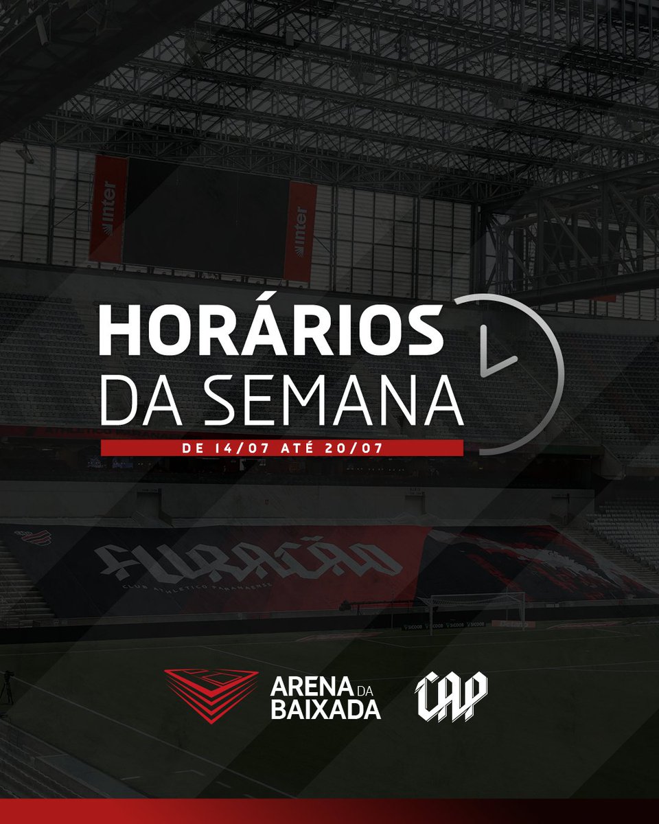 arenadabaixada_'s tweet photo. 🏟️📷 Confira os horários de funcionamento dos serviços da Arena da Baixada entre os dias 14 e 20 de julho!
#Athletico #ArenaDaBaixada #FuracãoTour https://t.co/fRLmaydSv6