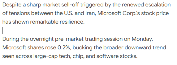 Benjamin_stock0's tweet photo. $MSFT
Microsoft (MSFT) shares remain resilient despite geopolitical tensions between the U.S. and Iran.
After a lackluster performance in the first half of the year, Microsoft's stock is showing renewed momentum and is expected to rise ahead of its earnings release on July 29. https://t.co/XfOINJ9tEm