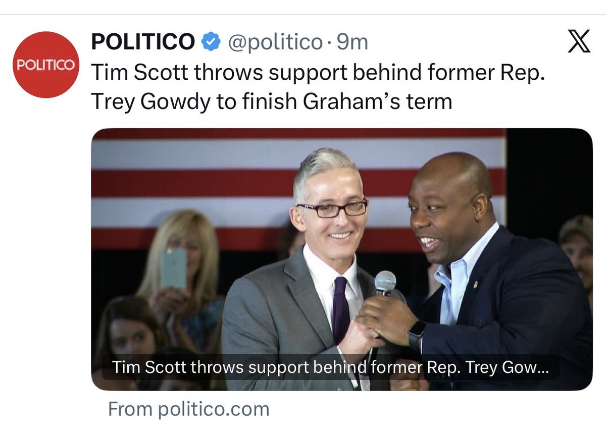 RonFilipkowski's tweet photo. L - Tim Scott right before Trump announced that he wanted Lindsey Graham’s sister appointed to his seat.

R -Tim Scott right after Trump made his post. https://t.co/ljUEZOhcGz