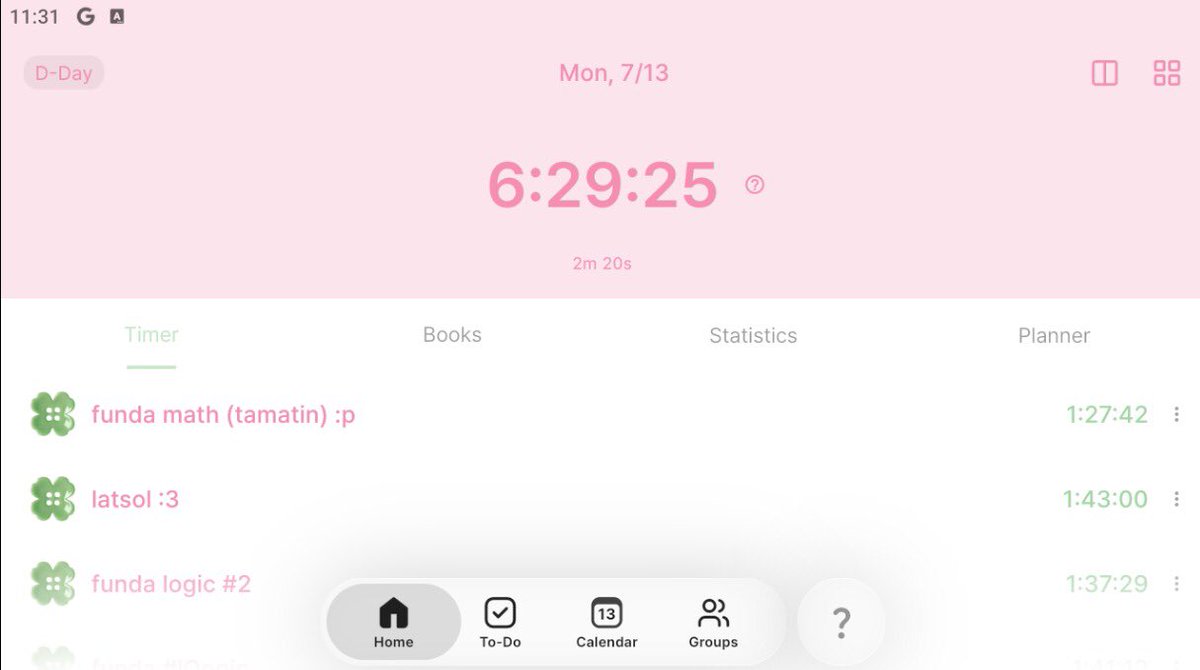akunberbi's tweet photo. cle’s progress 🍏( ꩜ ᯅ ꩜;)⁭ ⁭— hari ini berhasil namatin funda math yippiee ⭐️💕🙌🏻 akhirnya bisa ke funda logika <33 semoga bisa konsisten terus🥹💔💔 https://t.co/UqocN2wfHP