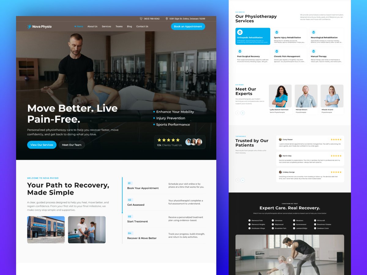 omarfarukuiux's tweet photo. A modern Physiotherapy Website built to create trust and improve patient experience. Simple. Clean. Effective.
#WebDesign #UIUX #HealthcareDesign #Physio #DesignInspiration https://t.co/J11UQFLWqU