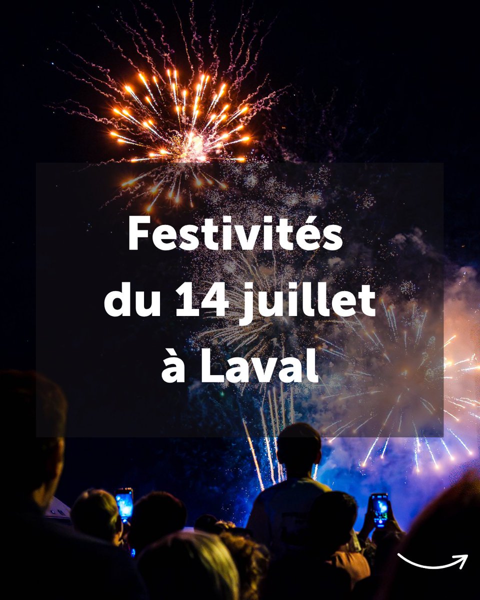 Laval_la_Ville's tweet photo. [14 JUILLET] Laval célèbre la fête nationale ! 🎶🎆
Rdv demain pour les festivités du 14 juillet avec un concert suivi du traditionnel feu d'artifice ! 

ℹ️ La décision de maintenir le feu d'artifice a été prise en lien avec les forces de sécurité du département. https://t.co/JDL9HdDhF2