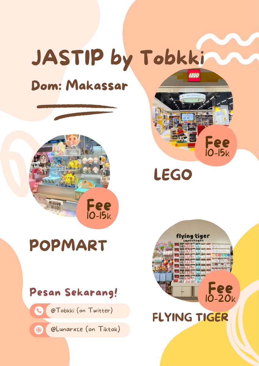 miracle_jejey's tweet photo. 🛍️✨ OPEN JASTIP DOM MAKASSAR ✨🛍️

Lagi cari Pop Mart, LEGO, Flying Tiger, atau ada barang incaran dari store lain? Titip aja yuk!

♡ Pop Mart (Blind Box, Mega, Plush, dll.)
♡ LEGO
♡ Flying Tiger
♡ Bebas request store lain selama tersedia!

Kenapa titip di sini?
✨ Trusted & fast response
✨ Bisa request item spesifik
✨ Update belanja saat di store
✨ Packing aman
🎁 Belanja banyak = FREEBIES lucu!

Mau cari item yang lagi viral, limited edition, atau susah didapat? Aku siap bantu hunting selama stok masih ada! 🫶

📩 DM sekarang buat cek harga, fee jastip, dan ketersediaan.
Slot terbatas setiap trip, jadi jangan sampai kehabisan! 🤍