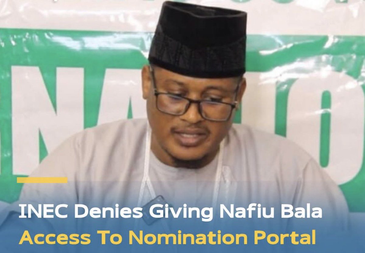 A2double's tweet photo. The Independent National Electoral Commission (INEC) has dismissed as false claims circulating in the media by a factional leader of the African Democratic Congress (ADC), Nafiu Bala, that he had obtained the commission’s access code and uploaded the party’s candidates for the 2027 general election.