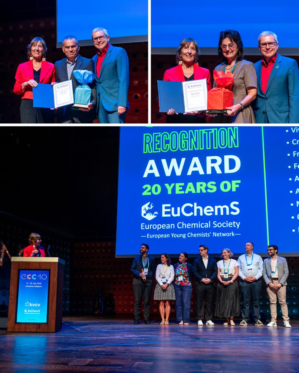 EuChemS_Congres's tweet photo. 🧪✨ ECC10 Day 1 Recap
A great start to the 10th EuChemS Chemistry Congress! The opening celebrated the EuChemS Award for Service, 20 years of EYCN, and inspiring science with lectures by Marc Koper and Roberta Sessoli. 
#ECC10 #EuChemS #Chemistry https://t.co/CPEw7TjOq3