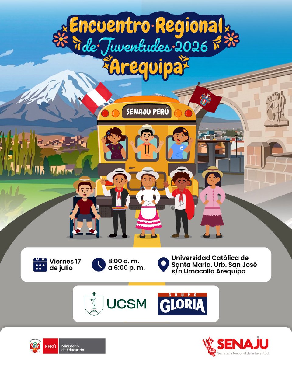 senaju's tweet photo. 🚍
Si tienes entre 15 y 29 años, sé parte del Encuentro Regional de Juventudes 2026, un espacio donde podrás fortalecer tus capacidades, intercambiar ideas y construir propuestas para el desarrollo de tu región:

📌 Link de inscripción aquí: https://t.co/ZZevJh185h https://t.co/f7swbqkS5r