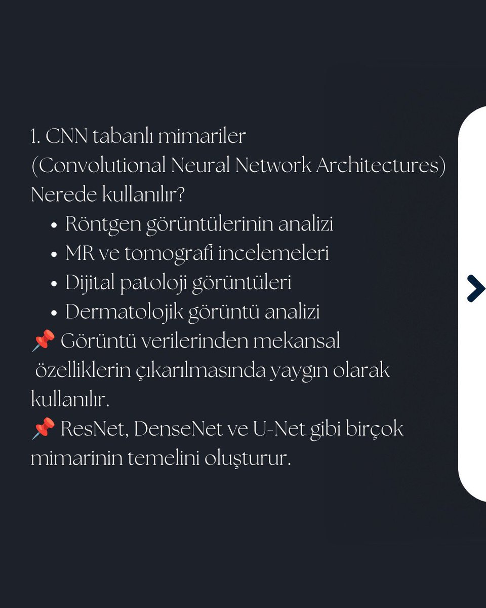 iuceyazem's tweet photo. Sağlıkta yapay zeka tek bir modelden oluşmaz. Farklı veri türleri için farklı derin öğrenme mimarileri kullanılır.

Öne çıkanlar:
▪️ CNN
▪️ Transformer
▪️ RNN/LSTM

#YapayZeka #MedicalAI #HealthcareAI https://t.co/JZPrRMyPiQ