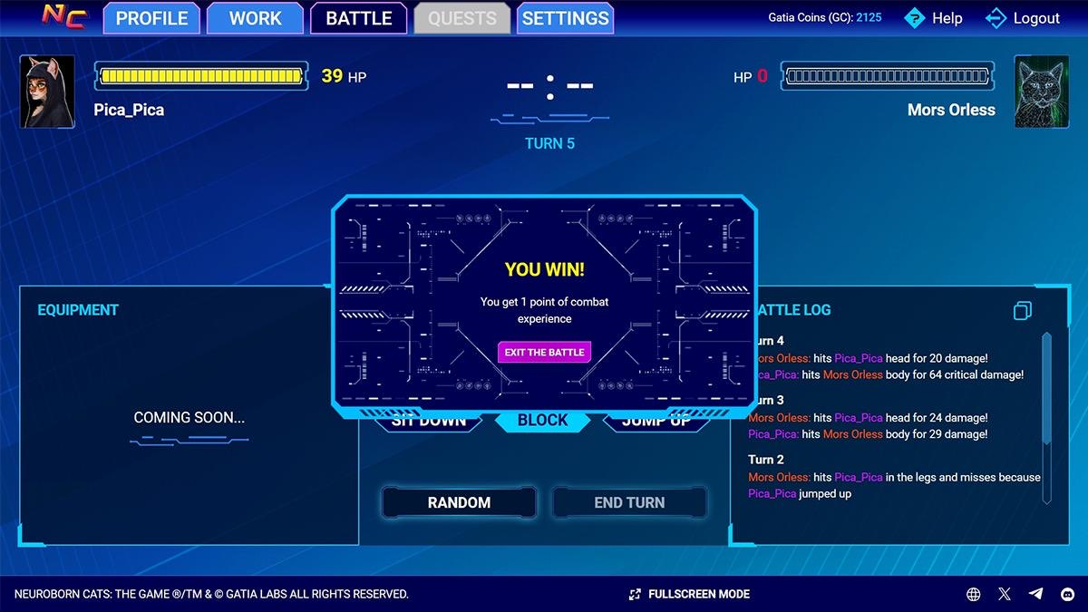 Neuroborncats's tweet photo. 🫨Turn-based battles with 3 ways of attack and defense. 30 seconds per turn. Strategy is more important than clicks!

🫯Try out the training battles!

#NeurobornCats #WAXGames #Web3Gaming https://t.co/giqIgvI2Uv