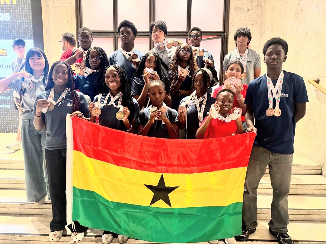 GhaIntSch's tweet photo. GIS students made Ghana proud at the International STEM Olympiad in Rome, winning 38 international awards across Coding, AI Engineering, Mathematics and Science. Congratulations to Team Ghana for an inspiring display of excellence, innovation and resilience! #STEM #TeamGhana https://t.co/ly5WR0zoVg