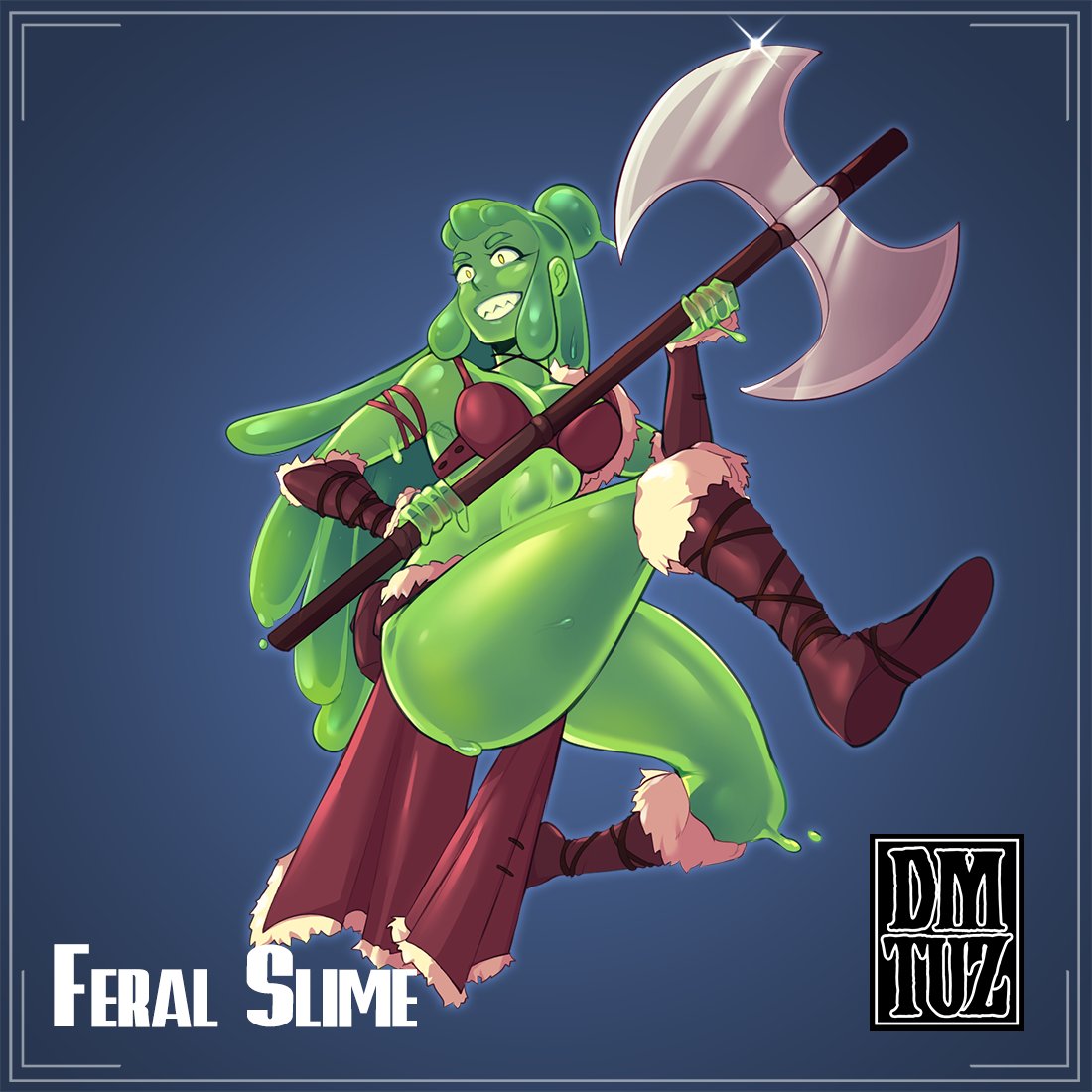 dm_tuz's tweet photo. It is not uncommon to meet Feral Slimefolk who still might have bits of their former prey floating in their gelatinous body. Some Feral Slimefolk opt to not digest bones and as decoration or armor.

#monstergirl #monstergirls https://t.co/u4Xgz4vxJO