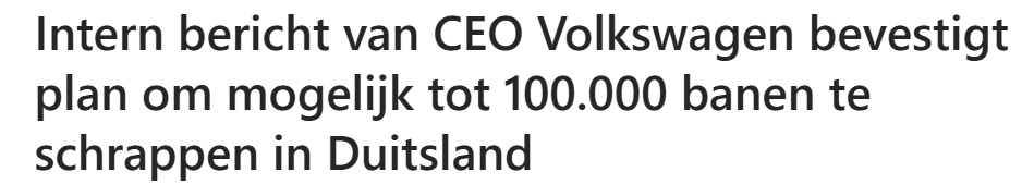 fmeeus1's tweet photo. Groene energie transitie is snelweg naar economische zelfmoord; VW gaat mogelijk 4 fabrieken sluiten met verlies van 100000 jobs in Duitsland. 

https://t.co/CcB91YqwZW https://t.co/8aEC0JEbD1