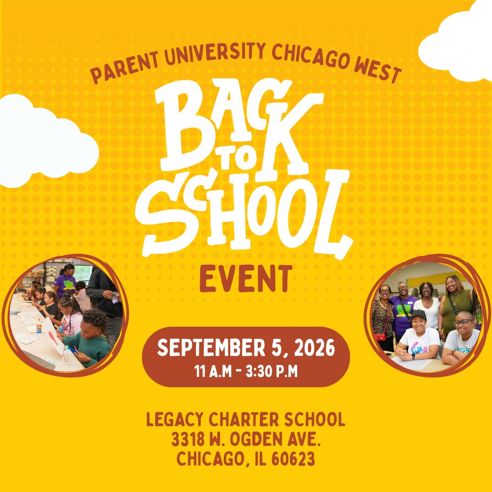 IAFC_Cares's tweet photo. SAVE THE DATE: Parent University Chicago West is here to help you prepare for the 2026-2027 school year! Bring the family out for a fun-filled day of activities focused on wellness, learning, and community.

Learn more and register here: https://t.co/FdNqDuUkHs https://t.co/W02GULVD3h