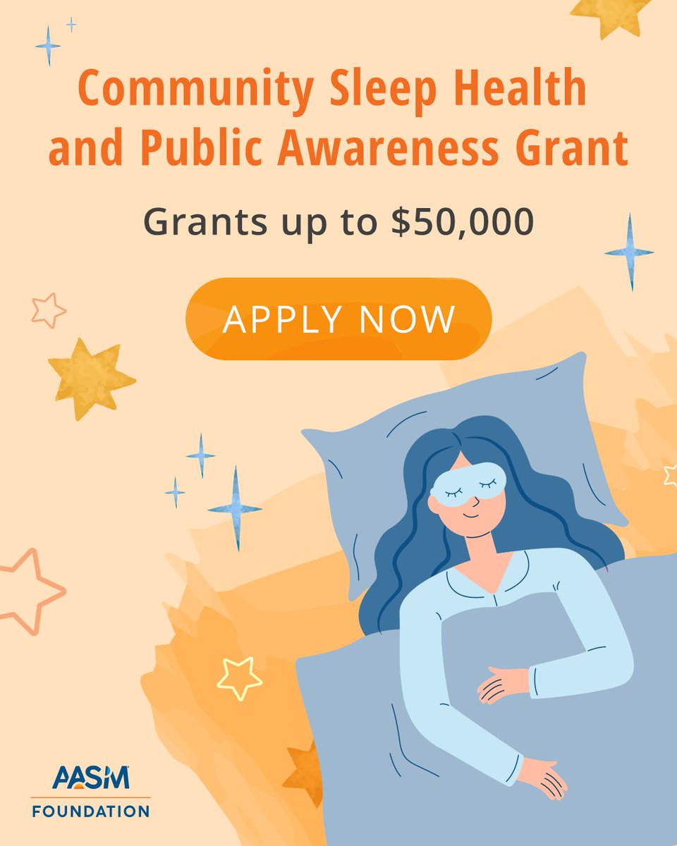 aasmfoundation's tweet photo. There's still time to apply! ✨

If you're working to improve sleep health, increase public awareness, or expand access to sleep disorder care in your community, funding is available!

📅 Application deadline: July 20, 2026

Learn more: https://t.co/P0AzYjuD6M https://t.co/inPUBLoMRO