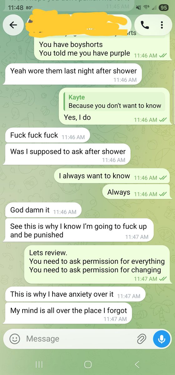 OwnerMiranda's tweet photo. Subbie004 is having a rough first full day.
Should she be punished or given a pass for this mistake?
Be nice or drop gavel?
She is so anxious
Let Me know if she should receive corner time or a spanking.
#cuck
#bdsm
#petplay
#obey
#chastity
#doggyboybdsm
#femdomme
#send https://t.co/jhnApiIG8a