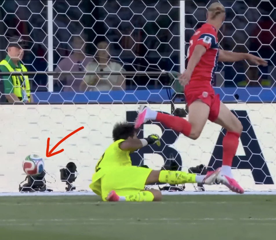 kirawontmiss's tweet photo. Everyone thought this photo Haaland posted was AI-generated because it looked way too perfect. Turns out it was taken by a camera positioned directly behind the goal net. This has to be the shot of the year wow😭 https://t.co/I1sUn0hgxf