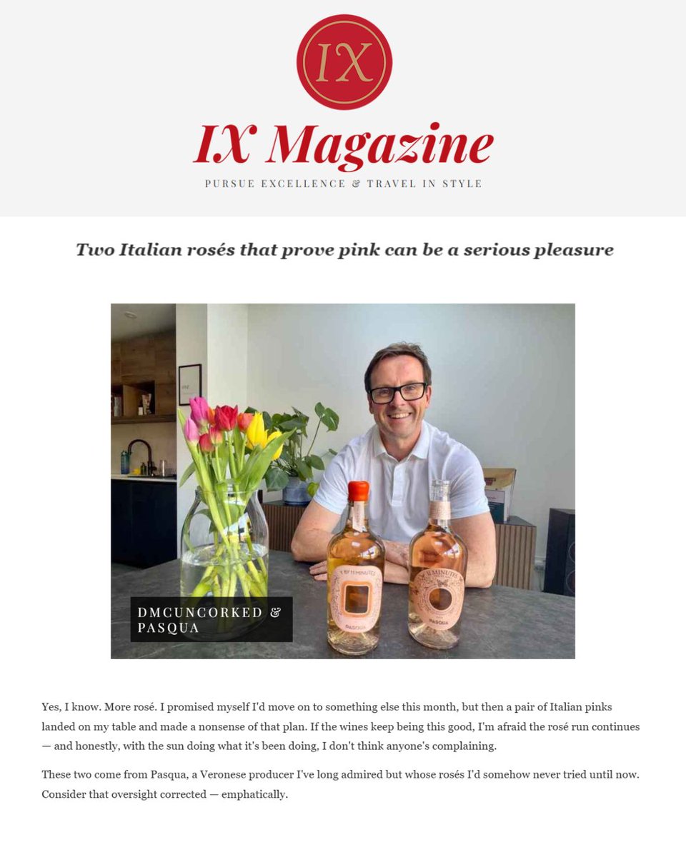 PasquaWinery's tweet photo. “Two wines, one clever idea, and proof that pale pink doesn't have to mean lightweight.”
Darren McCabe for IX Magazine looks at the thought behind the rosé wines from @PasquaWinery with 11 Minutes Rosé and Y by 11 Minutes: two wines that express contemporary style, balance and identity. 

Read the full article on: https://t.co/q52TzkEmQw

#IXMagazine #PasquaWines #PasquaHouseOfTheUnconventional
