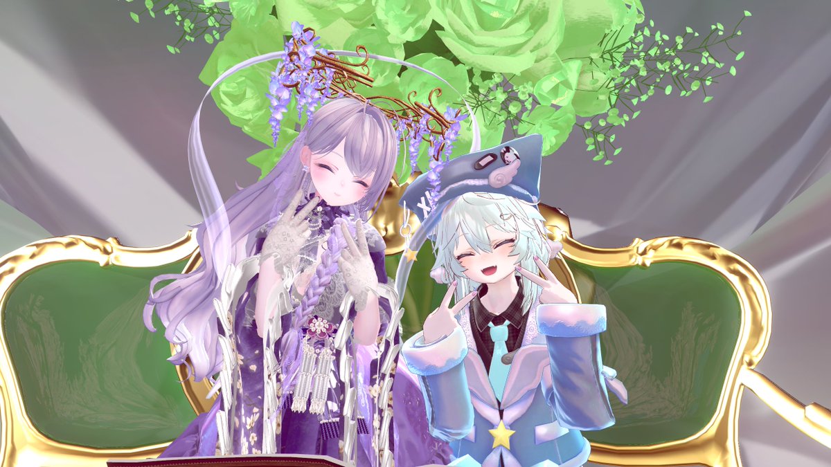 sikapyon_3rd's tweet photo. 今夜は #Florit_VRC ！
素敵なお花の精霊さん達とお喋りしてきたー！

青薔薇の碧葉ちゃんは凛としてカッコよく、
藤の花の藤華ちゃんは華やかで美しく、
百合のリリーちゃんはにっこり笑顔で元気いっぱい！

みんなそれぞれ違った魅力があって、小さな精霊さん達も可愛くて癒やされた✨ https://t.co/zSokK8Qe3W