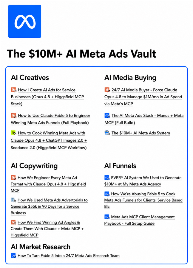 zackpaid's tweet photo. i might regret giving this away for free but f*ck it:

13 FULL guides on how we generated $10M+ with AI meta ads systems

like + comment “AI” and i’ll DM you this ENTIRE LIBRARY

(must be following + RT for priority access) https://t.co/a8ufis9lxG
