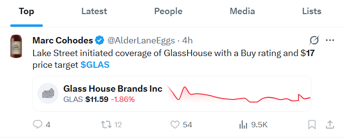 JGriesler's tweet photo. $GLAS $17 would imply a $TRLV $49 using P/S multiples.
#CatchUpTrade $MSOS #Schedule3 https://t.co/yPjHJL6Iu6