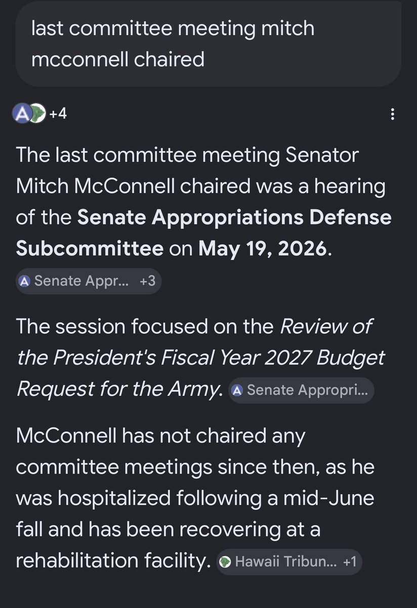 Keno0119's tweet photo. These are pics of McConnell May 19, 2026, the LAST TIME He Chaired one Of The
#14CommitteesHeChairs!
14!
We The People DESERVE to Know The Real Status!
Tell me ANY photos they post look like these....
Committee hearings are available online, 
#Unaltered! https://t.co/zs4cWfHmaR