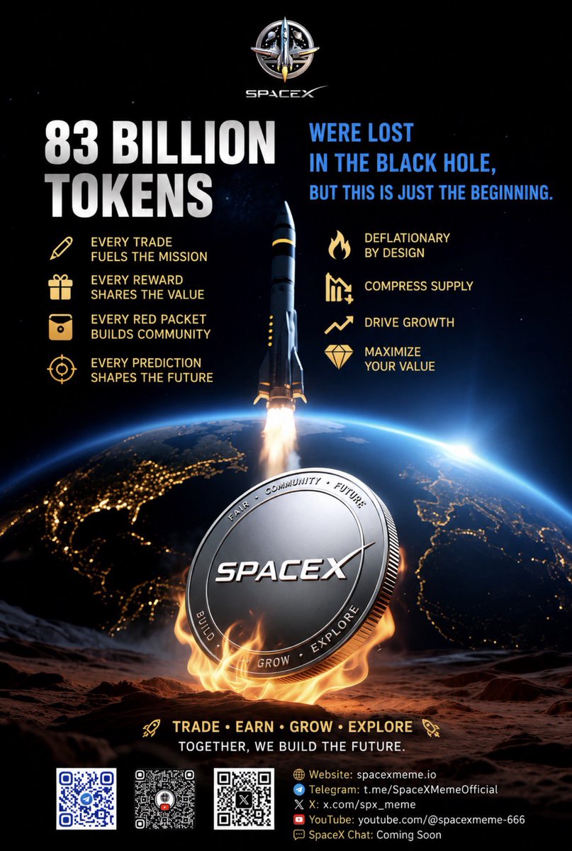 Spx_Meme's tweet photo. $SpacexMeme 83B Tokens Gone Forever. Supply Shrinks. Value Evolves.
Every trade powers the ecosystem. Every burn brings the community one step closer. Join the mission. 🚀

#Spacexmeme #Crypto #Web3‌‌ #Bsc #Spacex https://t.co/wCwKPG2YXd