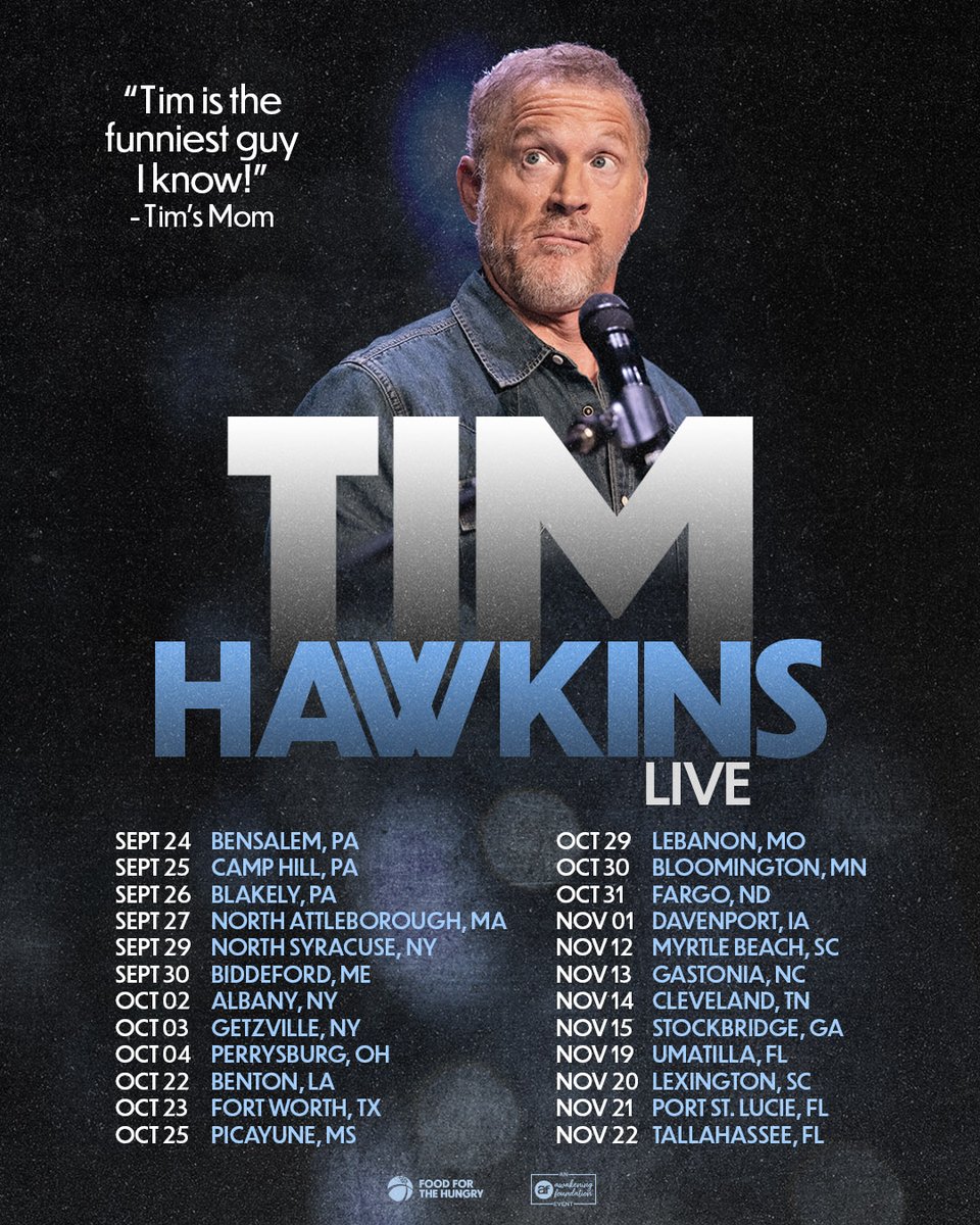 timhawkinscomic's tweet photo. My Fall Tour goes on sale TOMORROW at Noon ET!!! https://t.co/qgB4VtoZcr