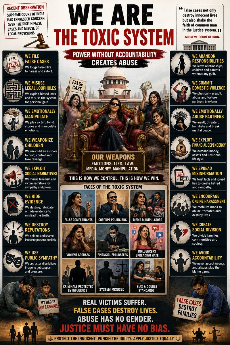 Racr2024's tweet photo. What abt Wife filing #Falsecases #Falseallegations #FalseDV #FalseDowry petitions made false statements All to get #Money, #Alimony #Maintainence from Husband.Why not PUNISH or take action on Women/Wife.Why always only Daughter in law/Wife of the system? @MLJ_GoI @pib_law @ANI https://t.co/IS7LNmv6is