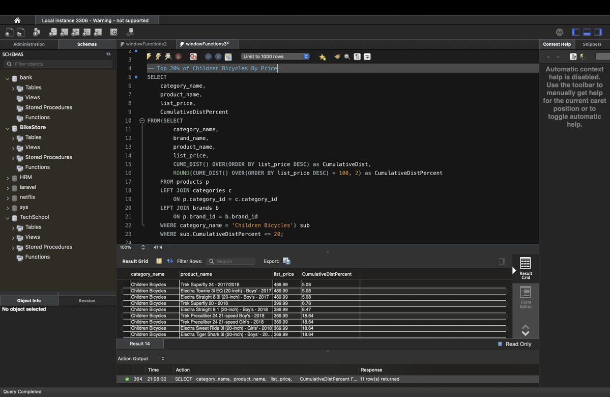 samrid2025's tweet photo. #LSPPDay43
Today, I continued learning about SQL window functions such as NTILE(), CUME_DIST(), and PERCENT_RANK(), and how they work.
@lftechnology
#60DaysOfLearning2026 #LearningWithLeapfrog https://t.co/8Uq0fV7nLj