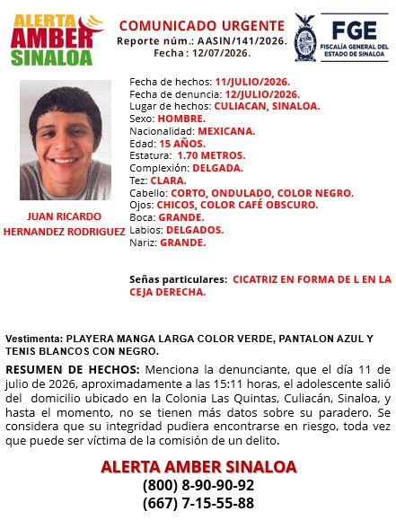 FiscaliaSinaloa's tweet photo. 🚨🔍🔔 #FiscalíaSinaloa solicita la colaboración ciudadana para localizar a Juan Ricardo Hernández Rodríguez. https://t.co/shTp73YzZD