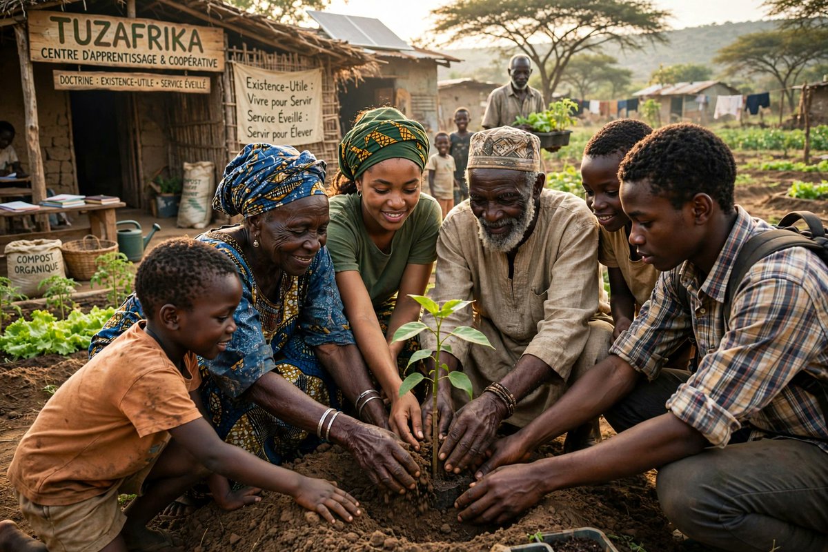 tuzafrika's tweet photo. Quand toutes les générations plantent le même arbre, c’est tout un avenir qui prend racine. 

C’est ça, l’Existence-Utile : comprendre que si mon frère a faim, mon propre pain a un goût d'amertume.

Le Service Éveillé commence là où le « Je » s’arrête.

Rejoignez la Voie du Nous https://t.co/2vOxKXCpZa