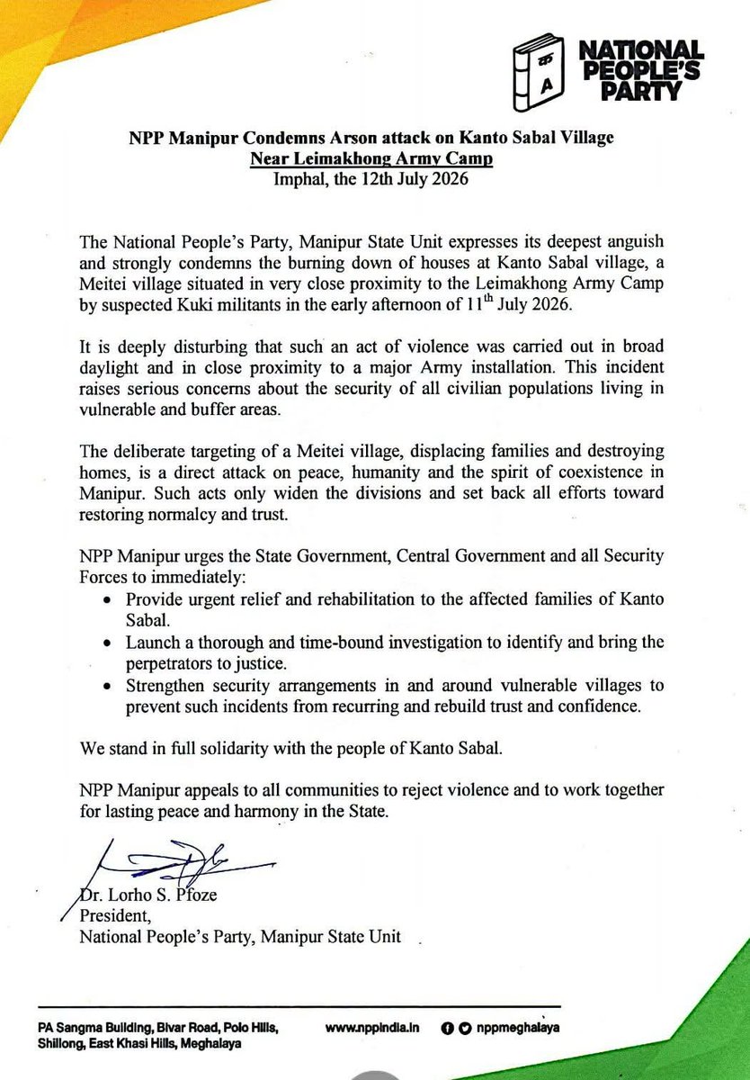 DrLamtinthangHk's tweet photo. Burning down Houses or Villages of a particular community is a direct attack on Peace, Humanity and Coexistence, but cutting-off or blocking the highway/lifelines (essential commodities & others) of another community aren't..! Seriously..???

This sectarian narratives and approaches by @NppManipur unit President Dr. Lorho, a fmr MP (Outer Manipur), Lok Sabha, is highly condemnable and deplorable.

@rashtrapatibhvn @INCIndia @RahulGandhi @SangmaConrad @nppmeghalaya @INCMeghalaya @saptagiriulaka @INCManipur @TribalArmy @the_hindu @thewire_in @power_corridors @HillsJournal @IndiaToday @KSODelhi @KSO_tlm
