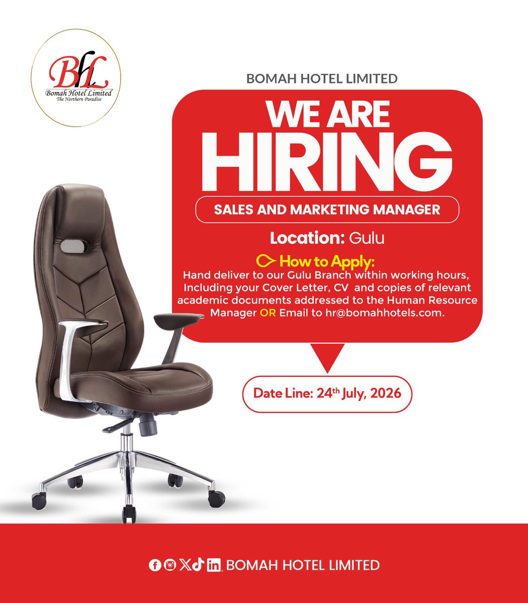 BOMAHHOTELLTD's tweet photo. BOMAH HOTEL IS HIRING!

We’re looking for a passionate and ambitious SALES AND MARKETING MANAGER to join our growing team.

If you are ready to build a career in sales and marketing, we would love to hear from you.

See flyer and link for more details. 

https://t.co/u1c5ymvmFA https://t.co/xBj1zZjZd1