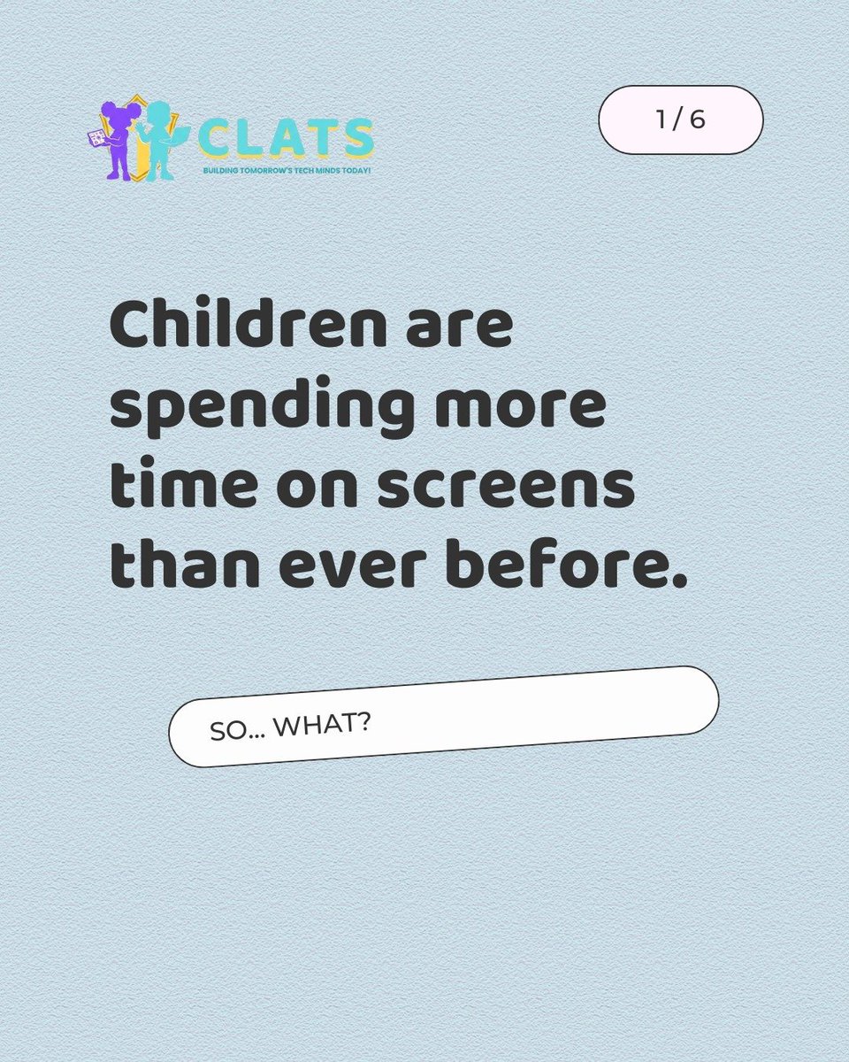 CLATSTech's tweet photo. Children are spending more time on screens than ever before...

The question isn't how do we stop them?

It's what are they doing while they're there?

At CLATS, we believe the goal isn't less screen time, it's better screen time. https://t.co/dk1klBcsa2