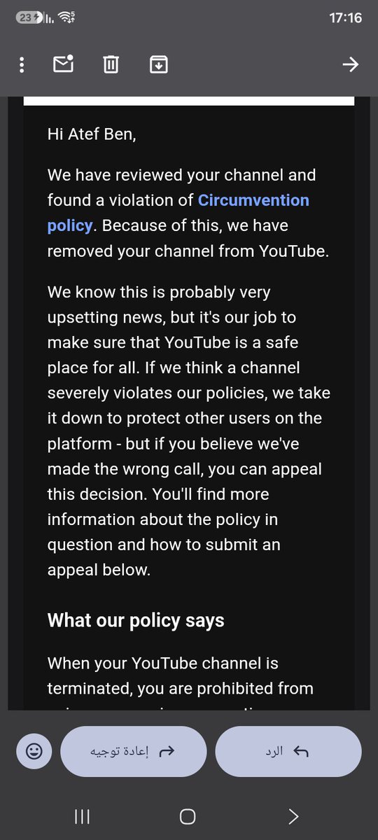 AtefBen35525's tweet photo. Dear @TeamYouTube Support Team,
​I am writing to appeal the sudden termination of my YouTube channels, ReelLegends Edit and Empire Untold. I received a notification stating that my channels were removed for violating Community Guidelines, but I sincerely believe this is https://t.co/MGXP72HRvv