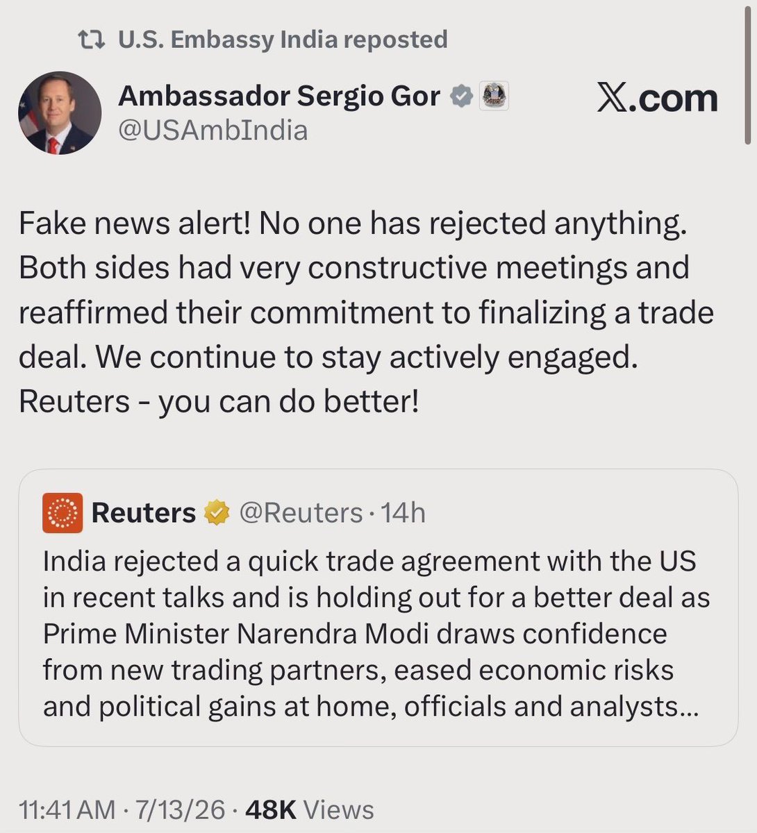 KreatelyMedia's tweet photo. State Department just called @Reuters fake news channel

😂 https://t.co/ydtucUiuNG
